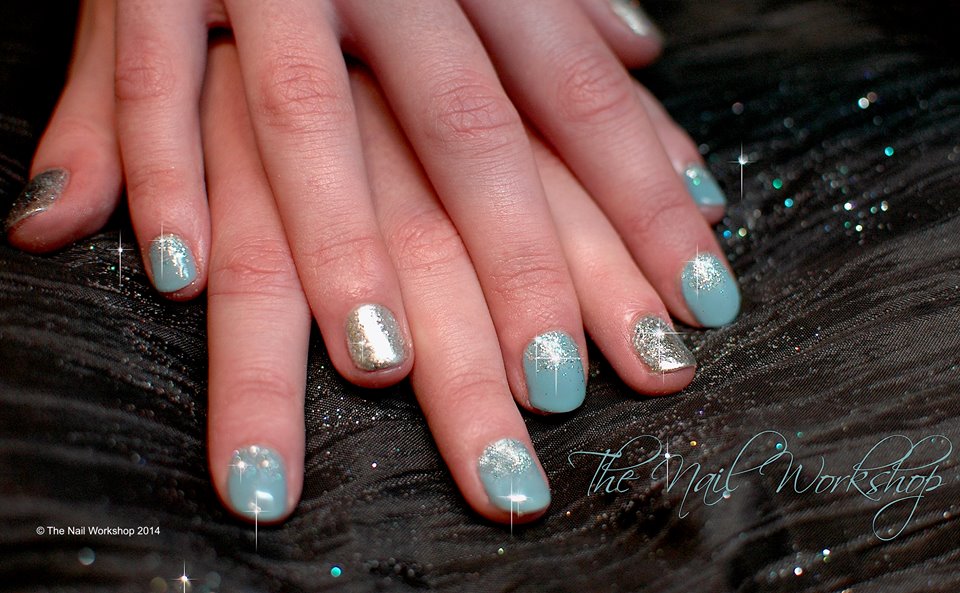 Gelish Blue with Silver Fine Glitter Christmas